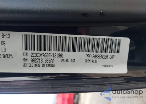 2014 Dodge Challenger Sxt Plus z USA, uszkodzony, nr VIN 2C3CDYAG3EH121981